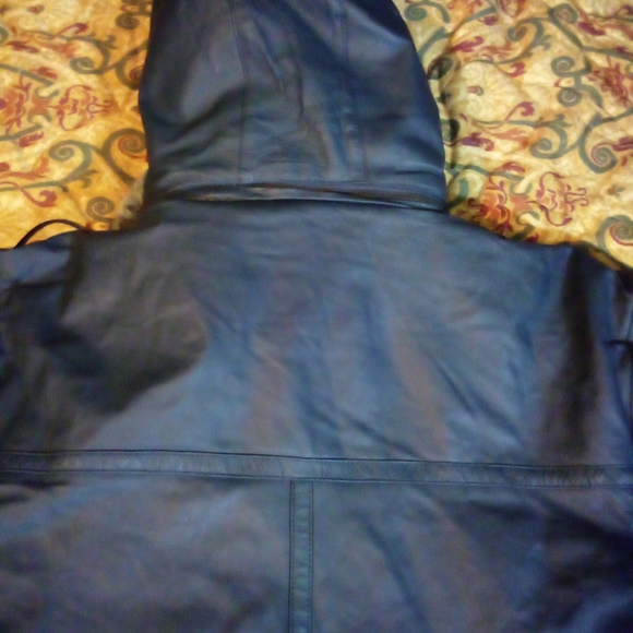 HIND Leather Faux Fur Insulated Removable Hooded Jacket Coat Men's L Blue/Gray - Picture 11 of 16